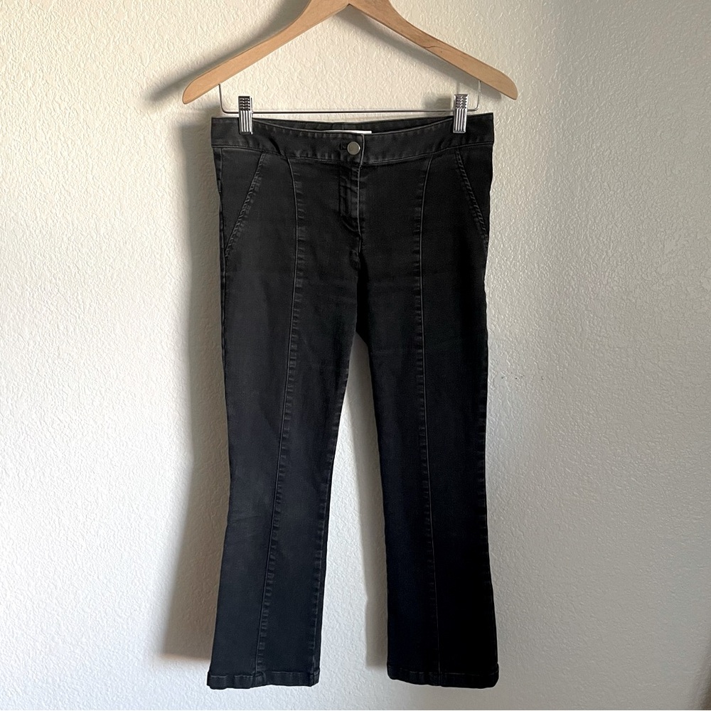Veronica Beard Cropped Flare Washed Out Black Stretchy Jegging Jeans Capri Crop